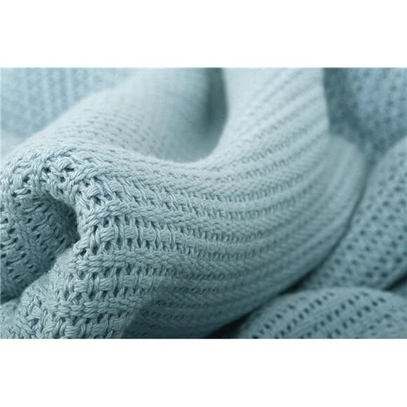 Leno Weave Ice Grey Blanket, Queen 100% Cotton, Lightweight, Warm, Extra-Fluffy - Picture 4 of 7